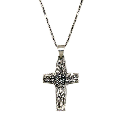 Pope Francis Sterling Silver Cross Pendent 1 inch