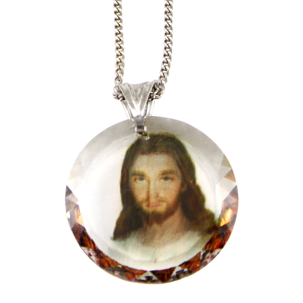 Divine Mercy Swarovski Medallion Catholic Pendant