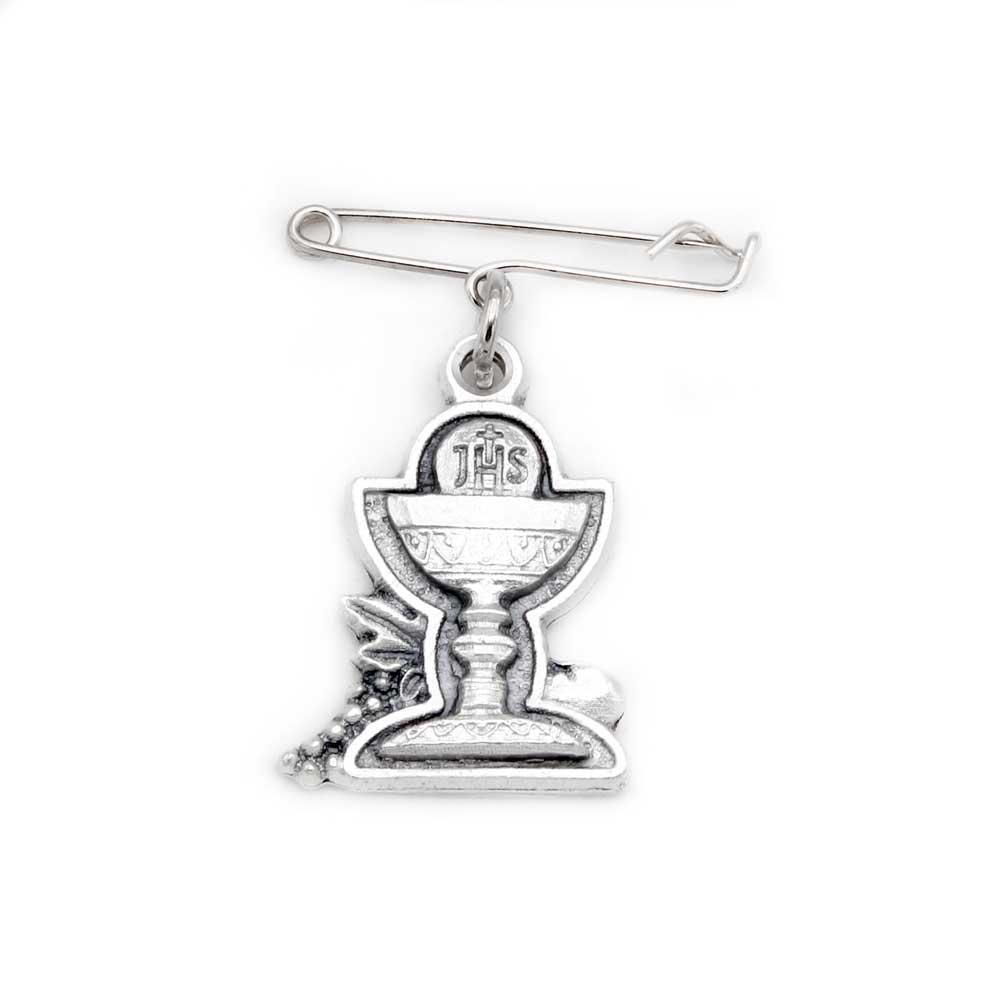 Silver First Communion Lapel Pin Chalice Charm