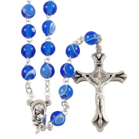 Madonna and Child Silk Beads Catholic Rosary