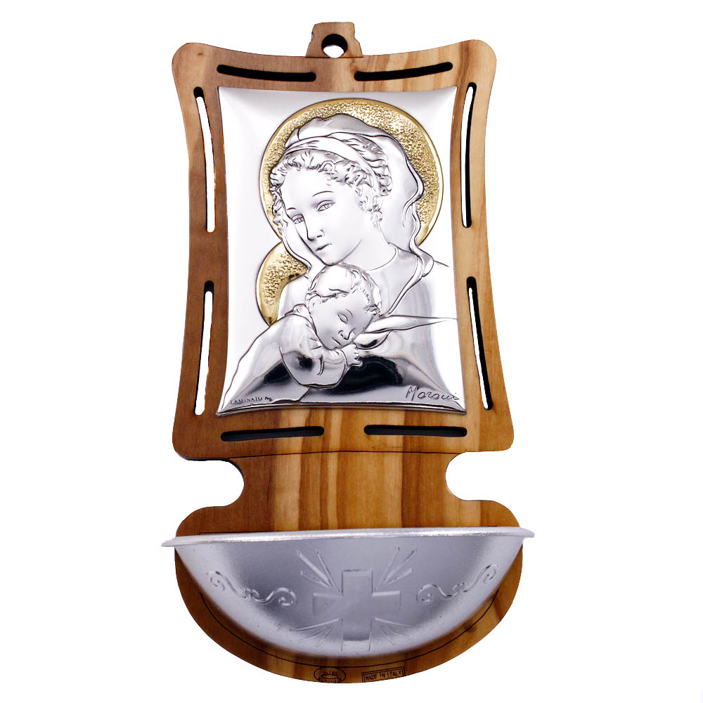 Catholic Madonna and Child Holy Water Font
