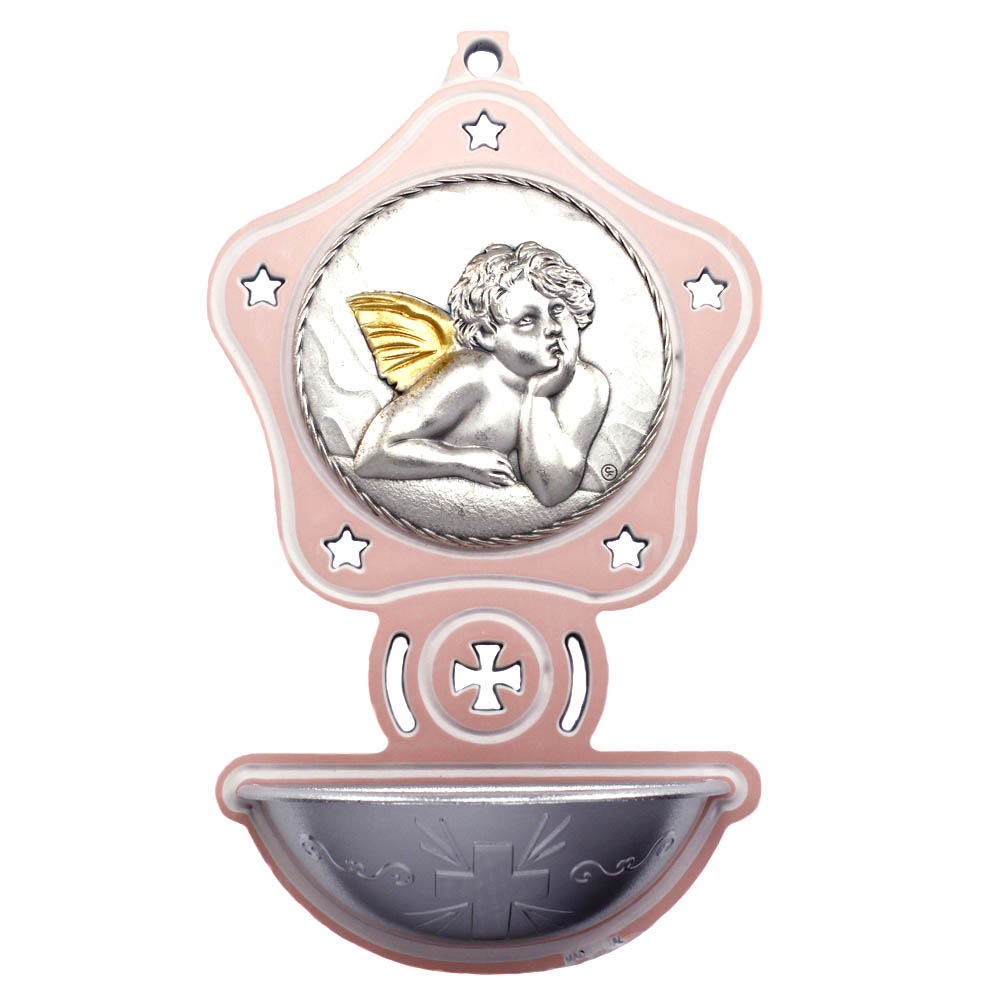 Catholic Angel Pink Star Shaped Holy Water Font