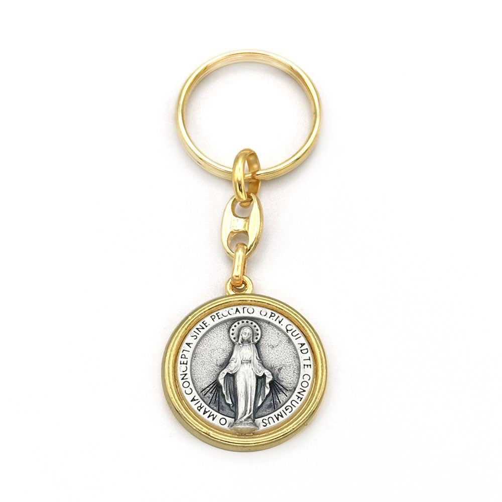 Miraculous Medal Two Tone Keychain