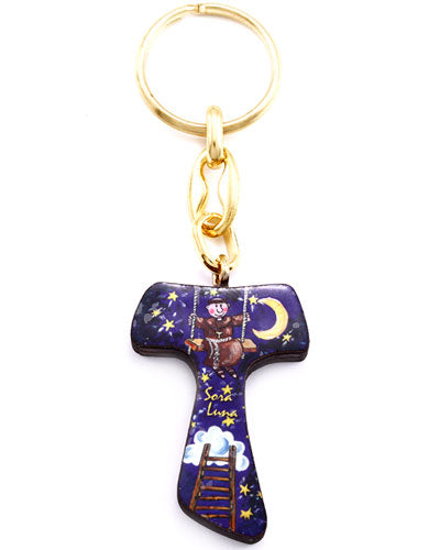 Catholic Sister Moon Tau Cross Keychain