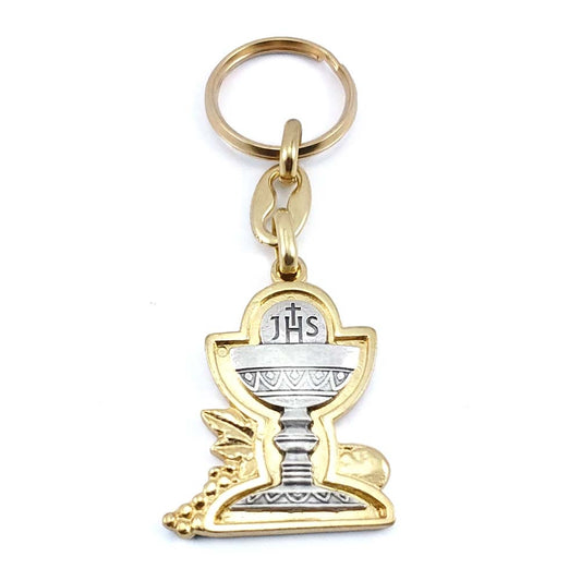 First Communion Chalice Keychain Dual Finish-Gold and Silver