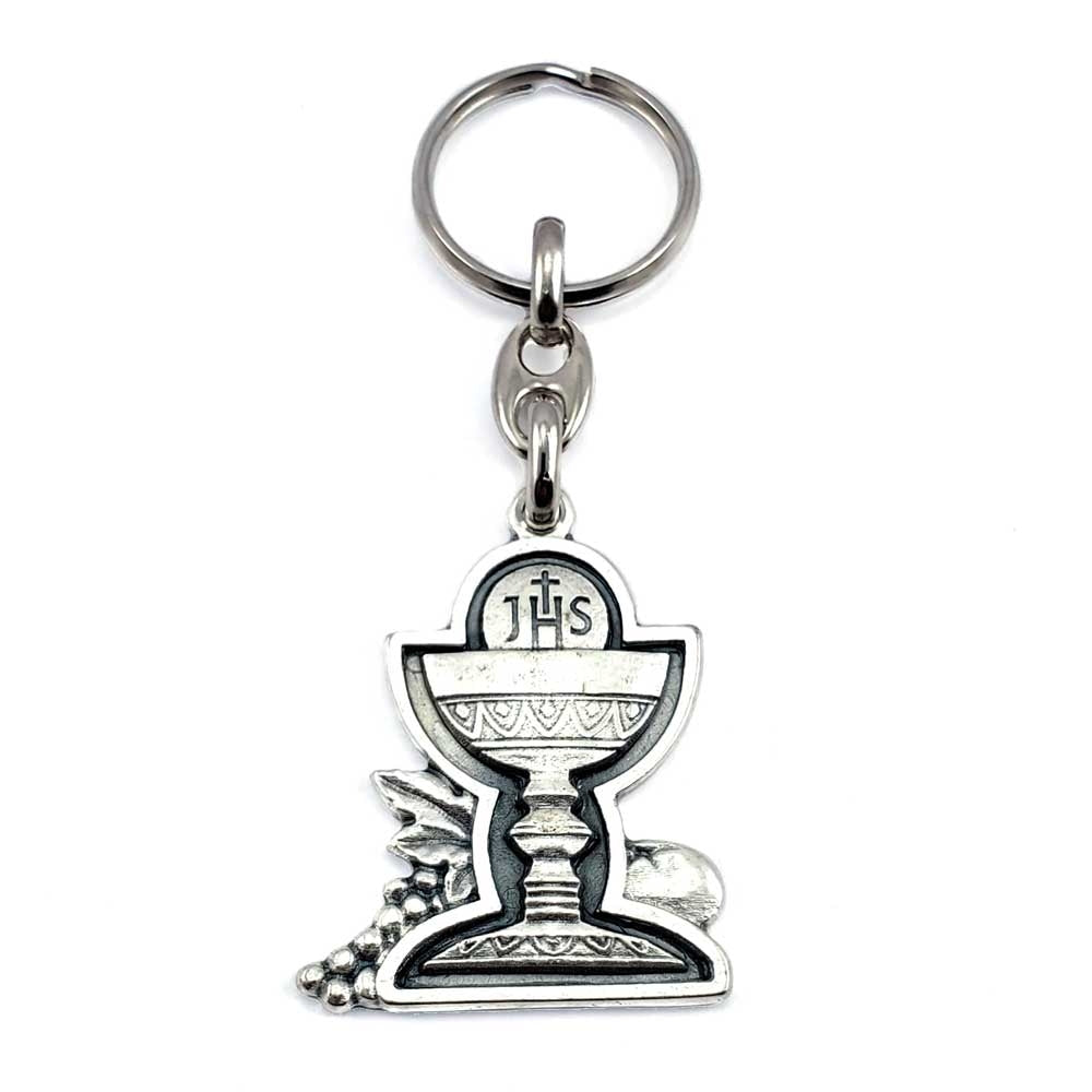 First Communion Chalice Keychain Oxiidized Silver Finish