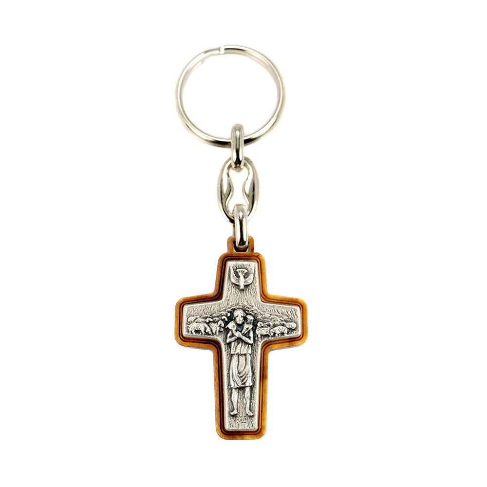 Pope Francis Olive Wood Key Chain