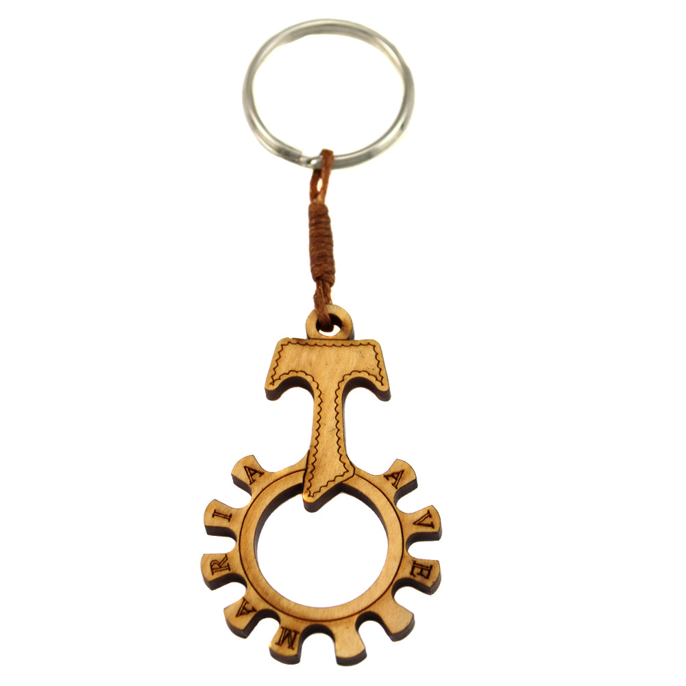 Tau Cross Decade Catholic Rosary Ring Keychain