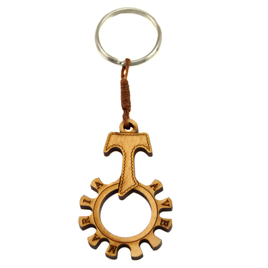 Tau Cross Decade Catholic Rosary Ring Keychain