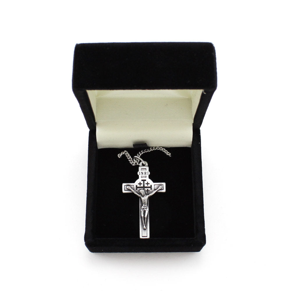 Jerusalem Crucifix with Relic - Pewter with Chain