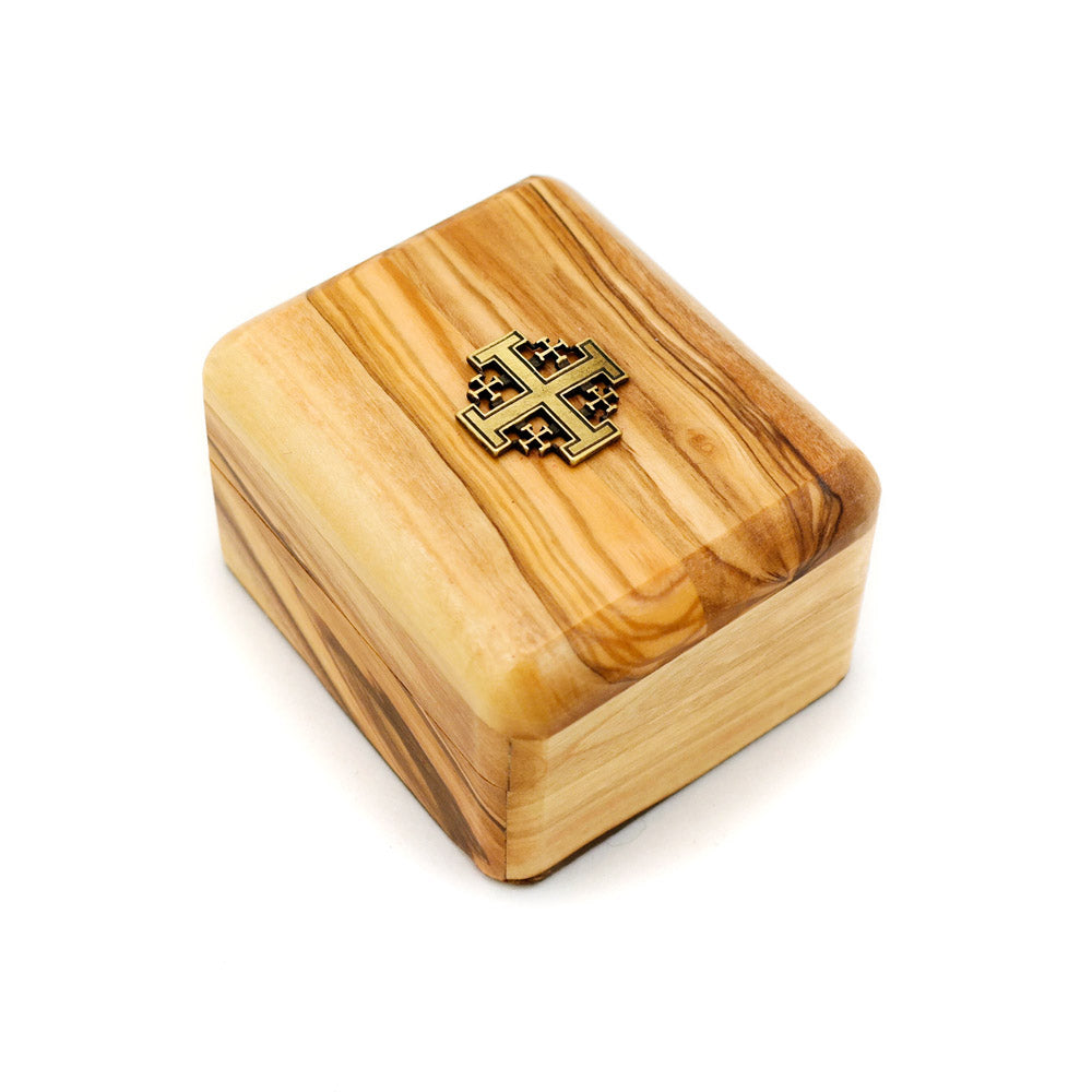 Olive Wood Gift Box with Jerusalem Cross 
