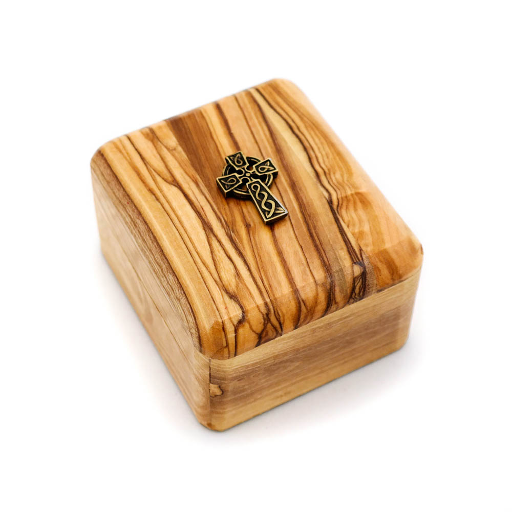 Olive Wood Gift Box with Celtic Cross