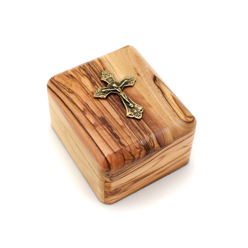 Olive Wood Gift Box with Crucifix