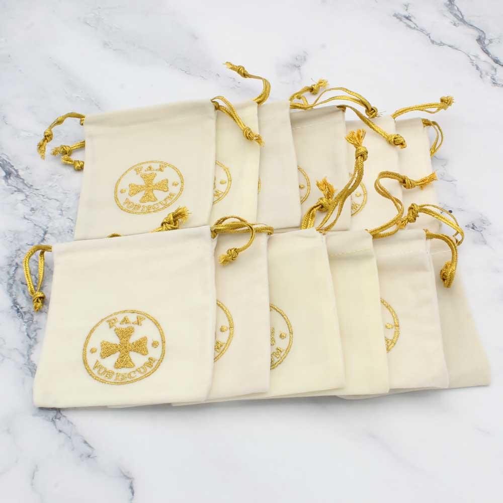 Pack of 12 Cream PAX Rosary Pouch