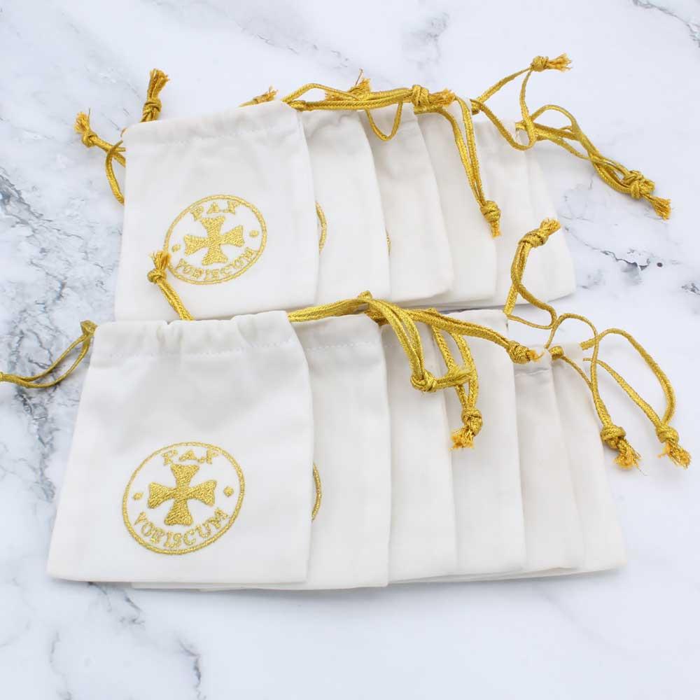 Pack of 12 White PAX Rosary Pouch