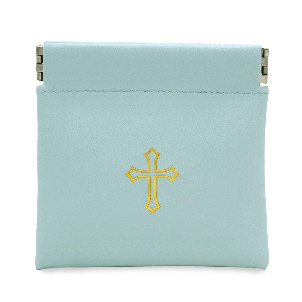 Squeeze Top Rosary Pouch Mint Green Faux Leather