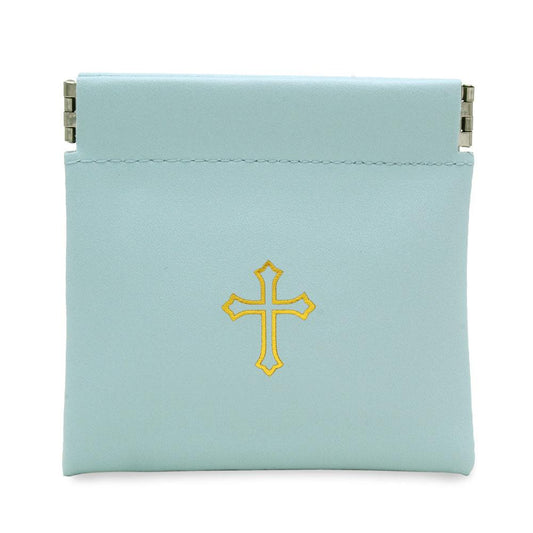 Squeeze Top Rosary Pouch Mint Green Faux Leather