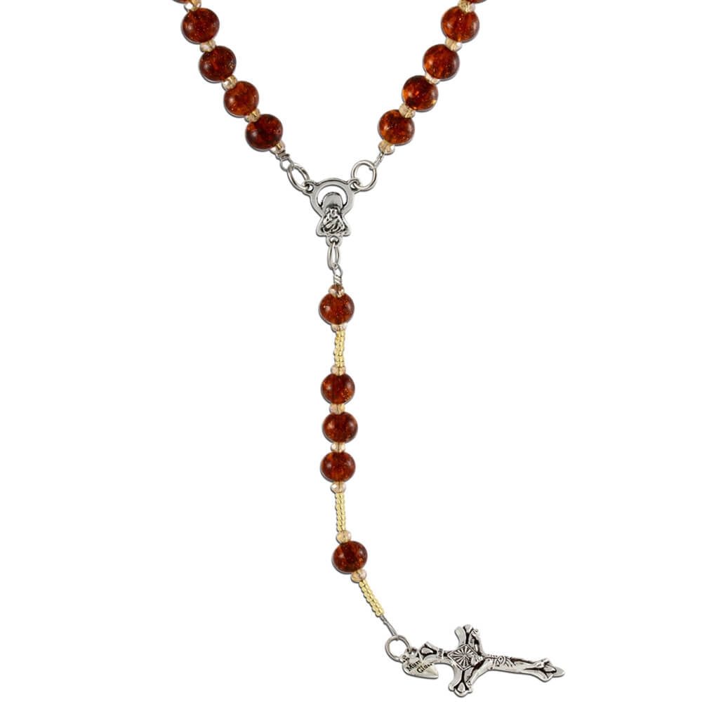 Rosary Necklace with Murano Glass Beads Brown