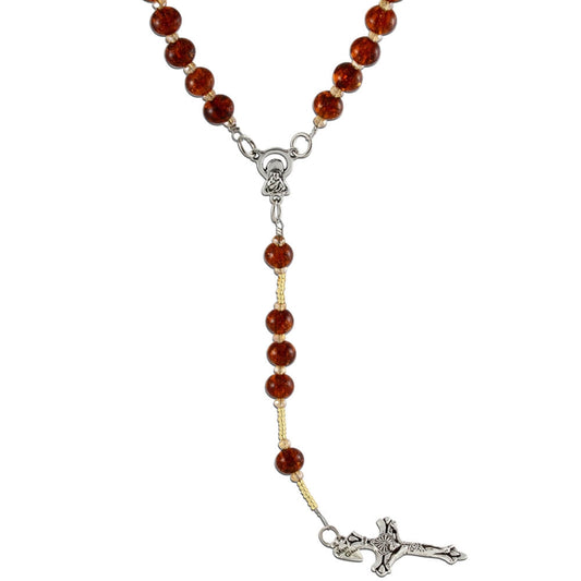 Rosary Necklace with Murano Glass Beads Brown