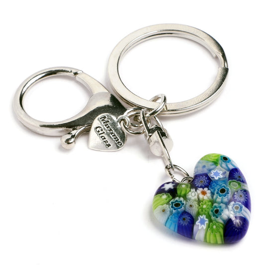 Murano Glass Heart Keychain - multi-color