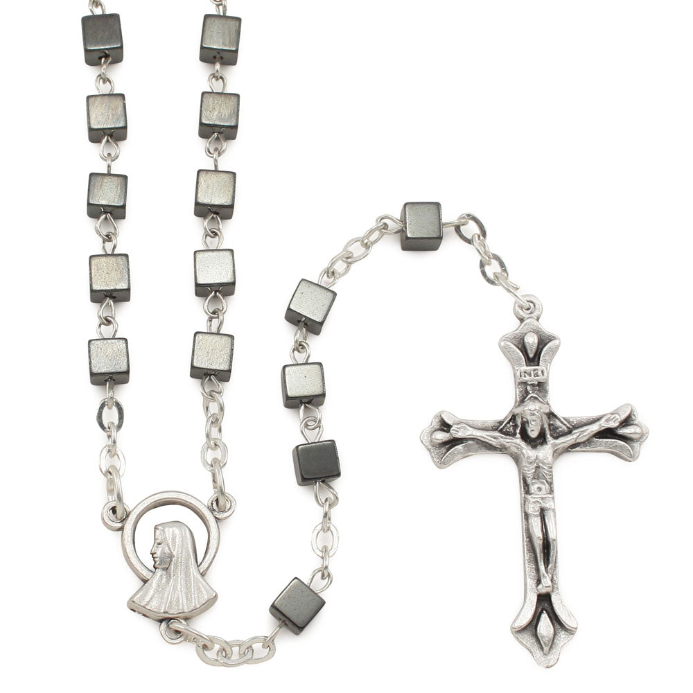 Rosary with Hematite Beads Square