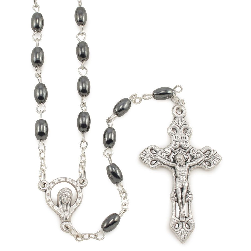 Hematite Beads Rosary Madonna Center