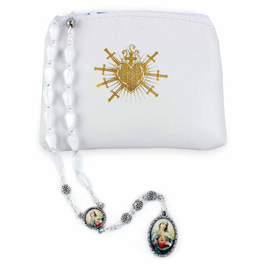 Immaculate Heart of Mary Center Chaplet with Seven Sorrows Pouch