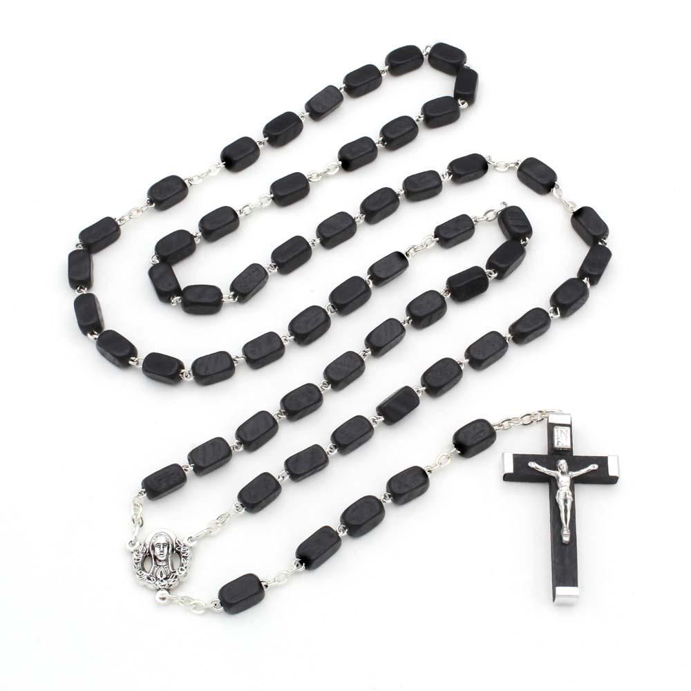 Black Wooden Bead Traditional Rosary 