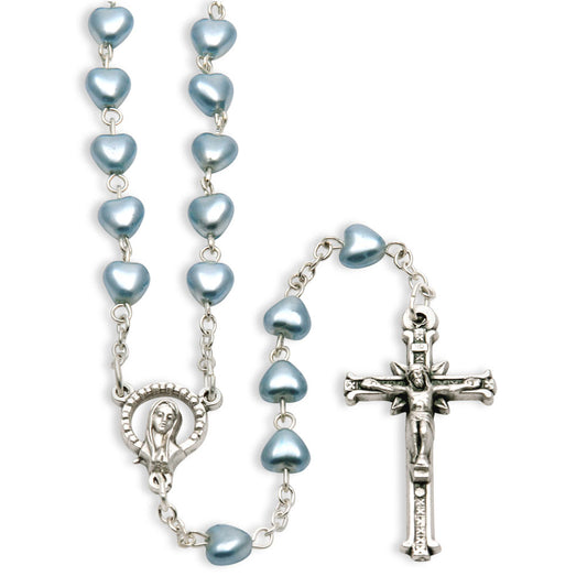 Rosary Blue Heart Glass Beads Madonna