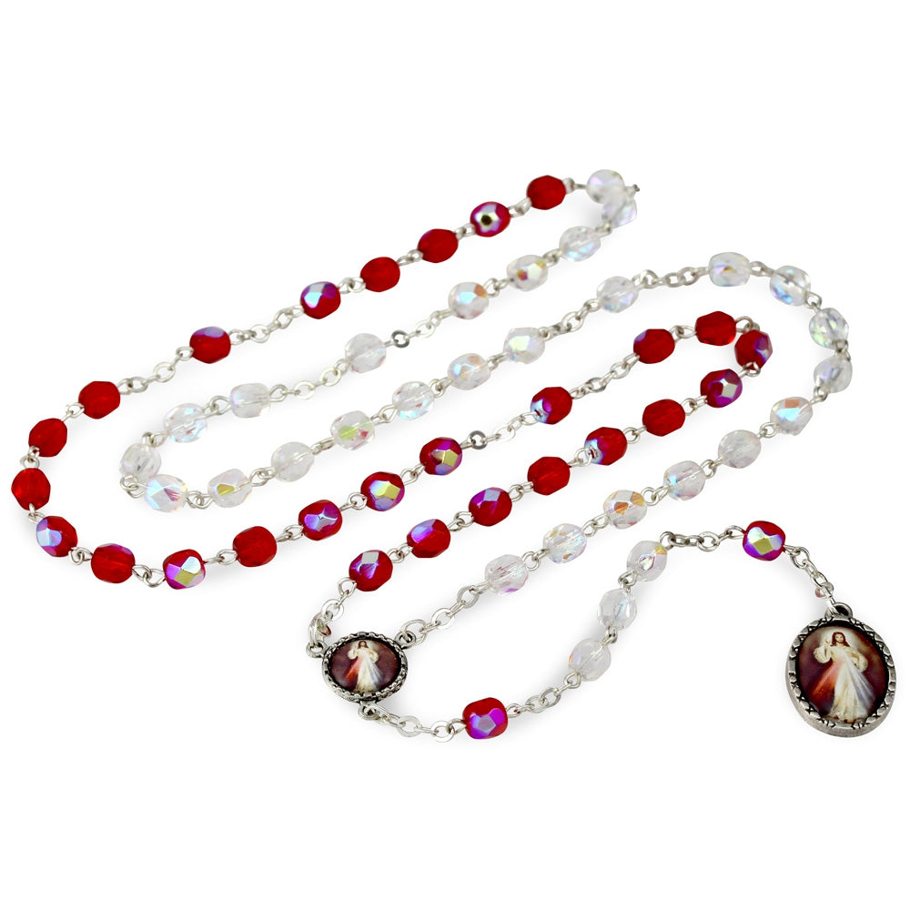 Red Clear Beads Rosary Chaplet 