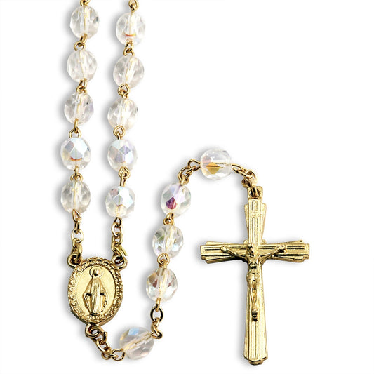 Aurora BorealisCrystal Beads Rosary Miraculous Medal