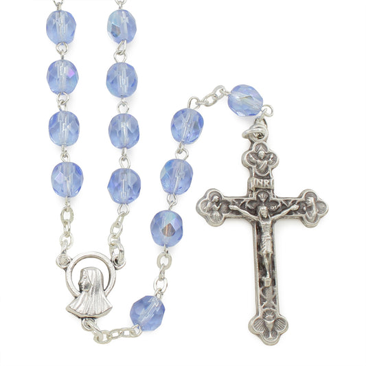 Rosary Our Lady of Lourdes Sapphire Crystal Beads