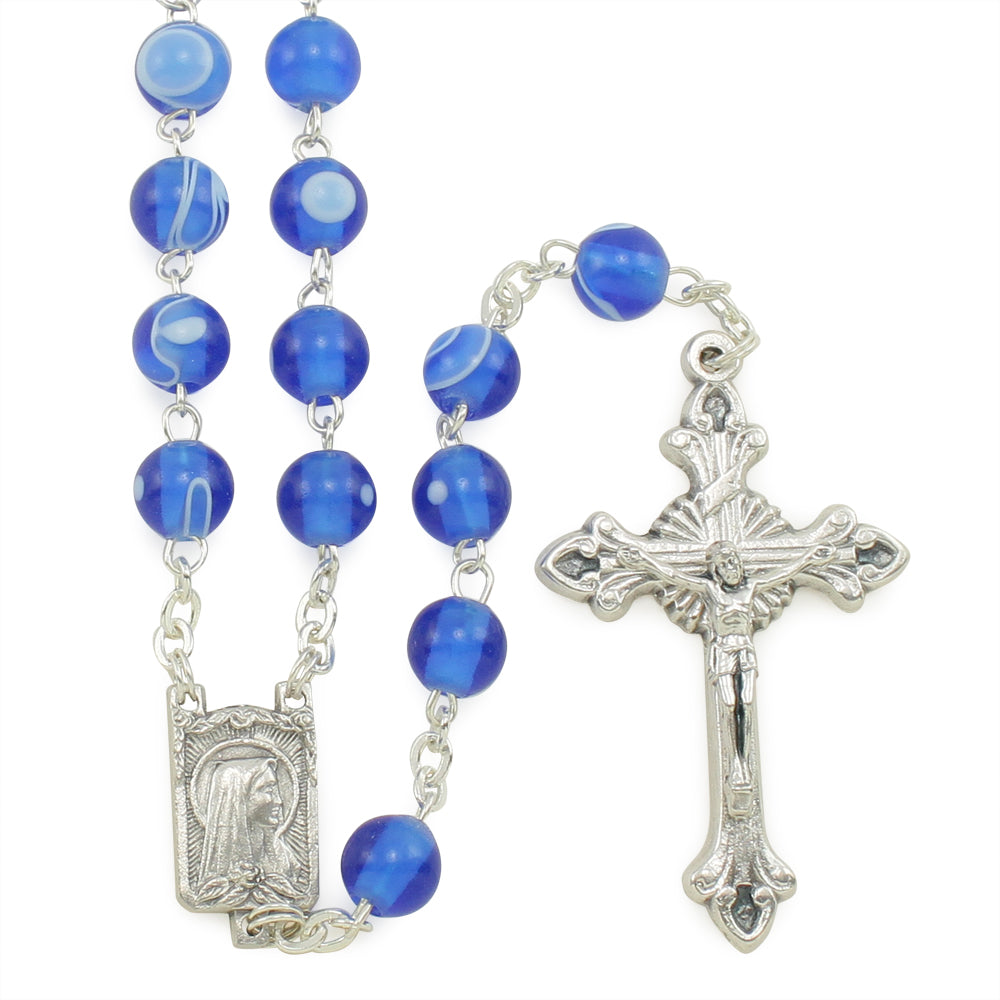 Blue Beads Rosary with Silk patten