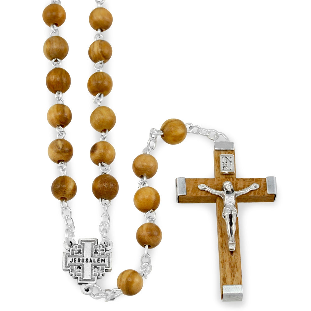 Jerusalem Cross Wooden Rosary 