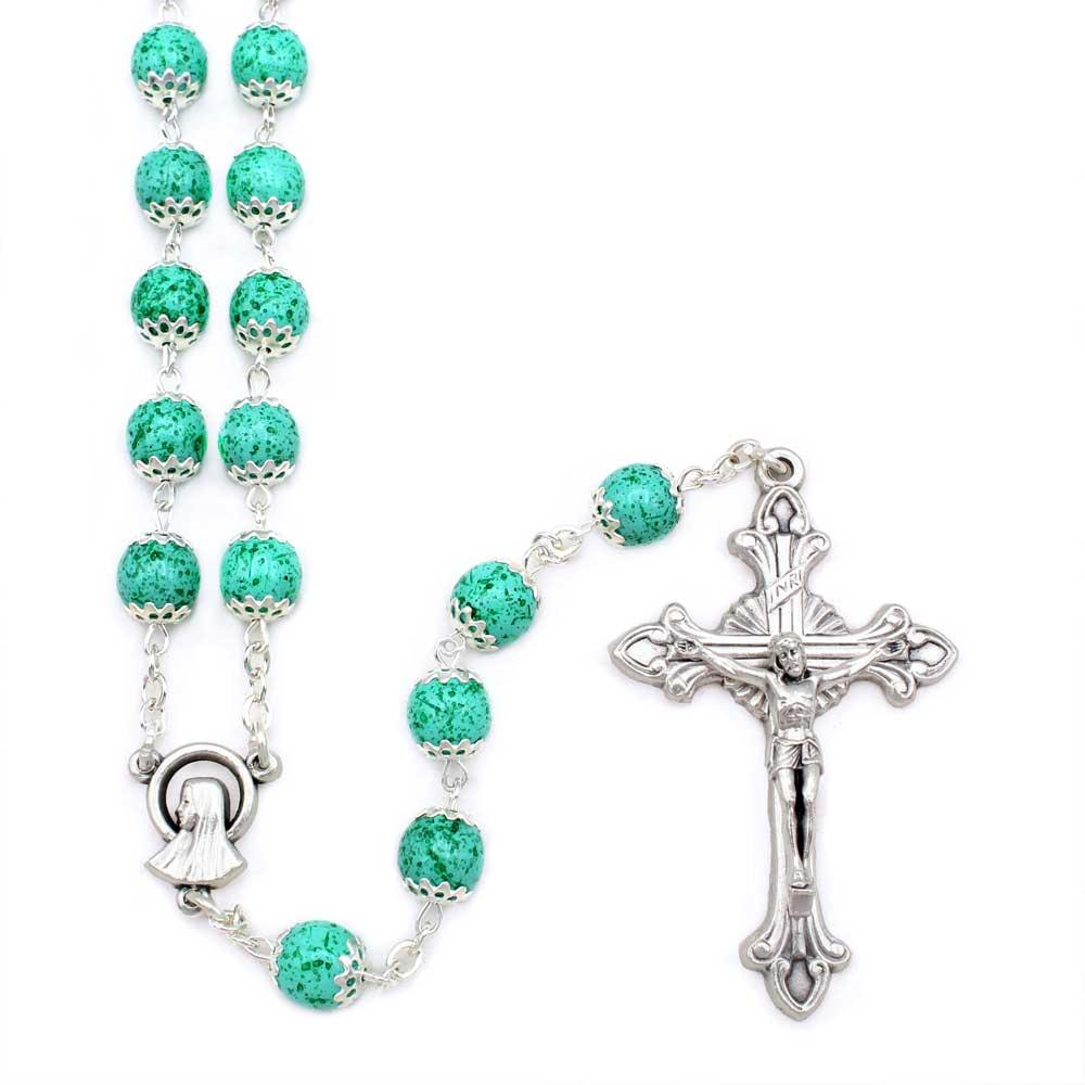 Capped Green Moonstone Beads Rosary