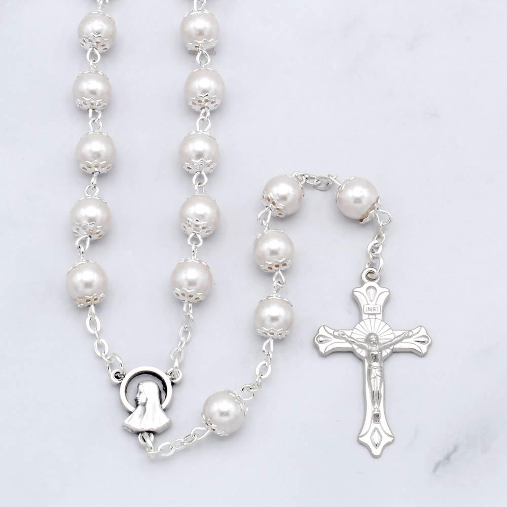 Lourdes Glass Pearl Rosary