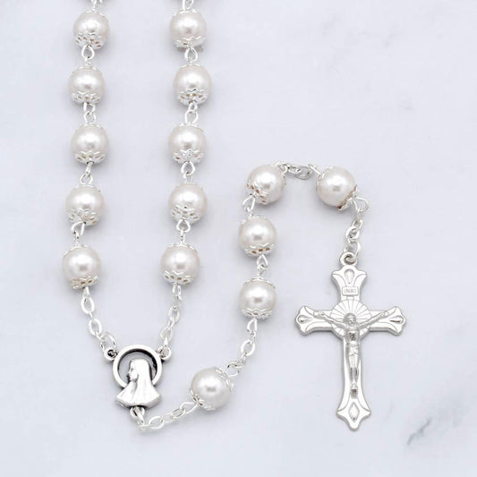 Lourdes Glass Pearl Rosary