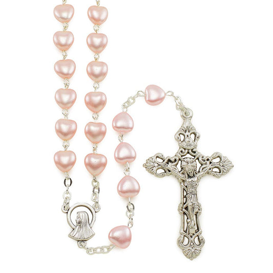 Pink Heart Beads Rosary