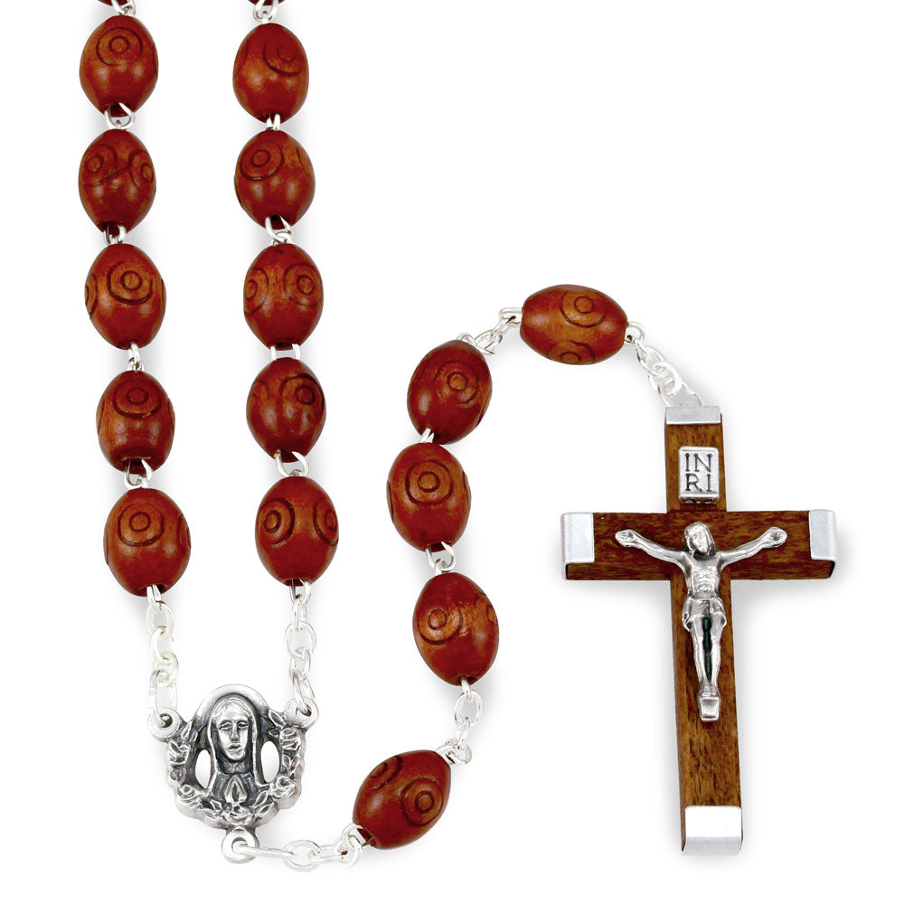 Carved Wooden Bead Traditional Rosary