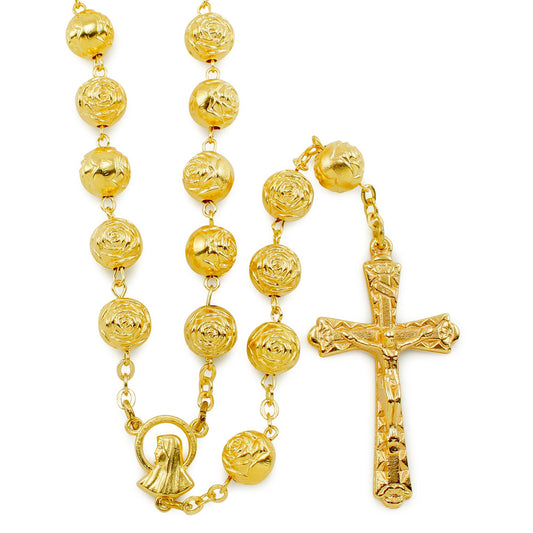 Gold Rosebud Beads Rosary