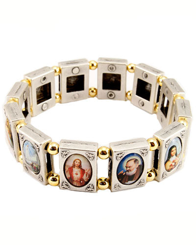 Holy Images Two-Tone Metal Catholic Bracelet