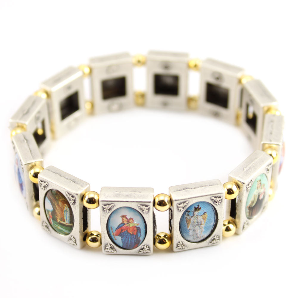 Holy Images Two-Tone Metal Catholic Bracelet