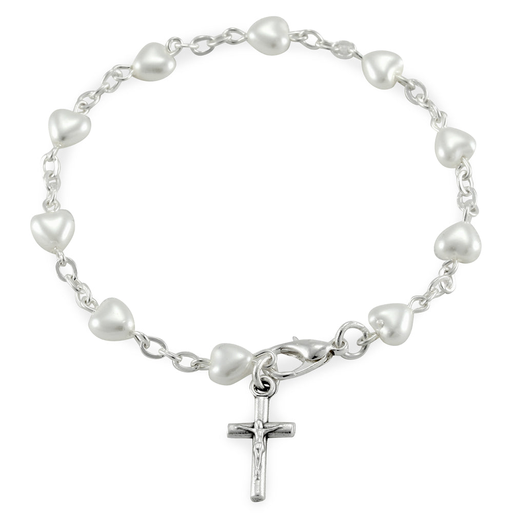 Glass Heart Beads Catholic Rosary Bracelet