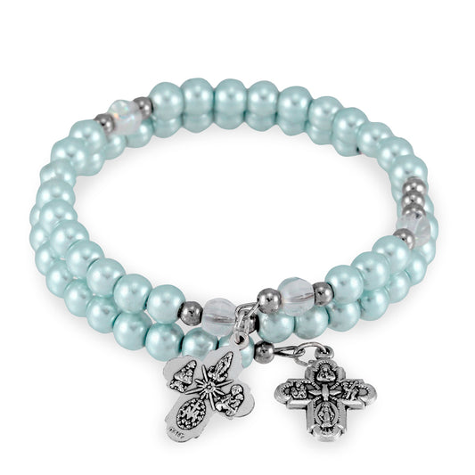 Glass Pearl Beads Wrap Around Rosary Bracelet