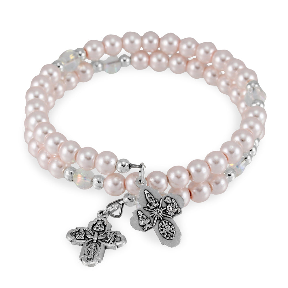 Pearl Beads Catholic Rosary Bracelet