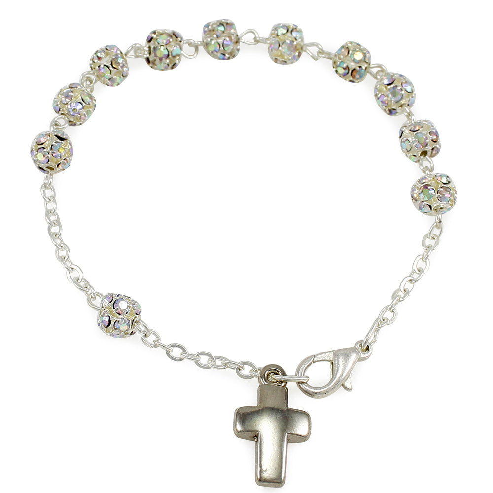Rosary Bracelet with Rhinestone Beads