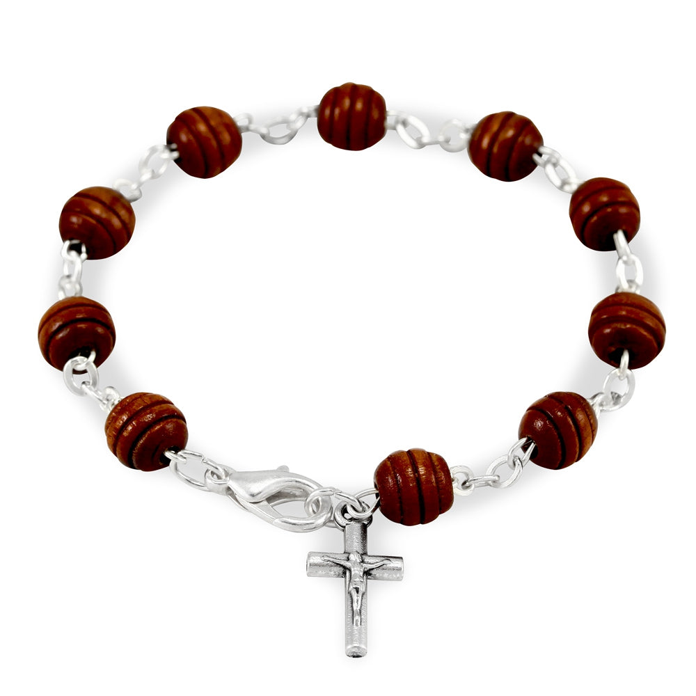 Wooden Beads Catholic Rosary Bracelet