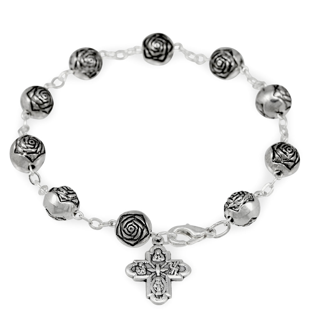 Rosebud Beads Catholic Rosary Bracelet