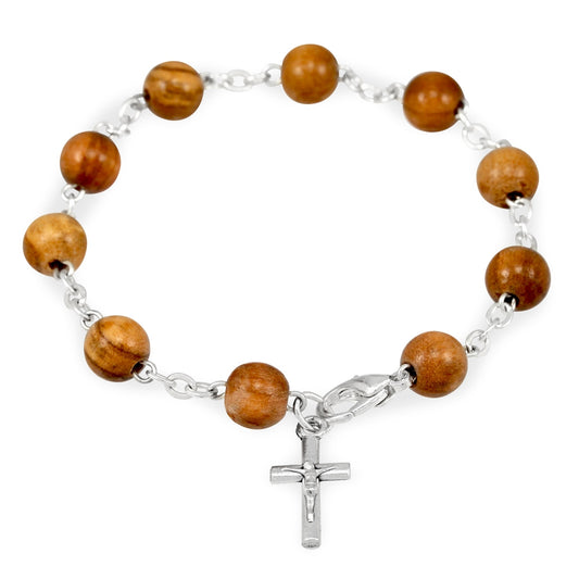 Olive Wood Beads Catholic Rosary Bracelet