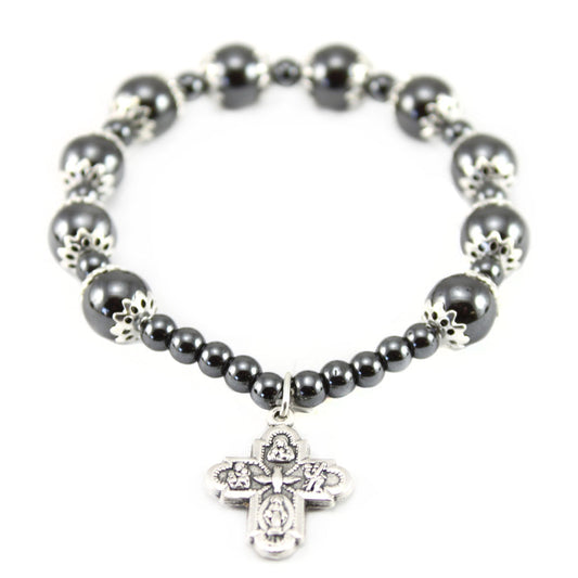 Rosary Bracelet with Hematite Beads